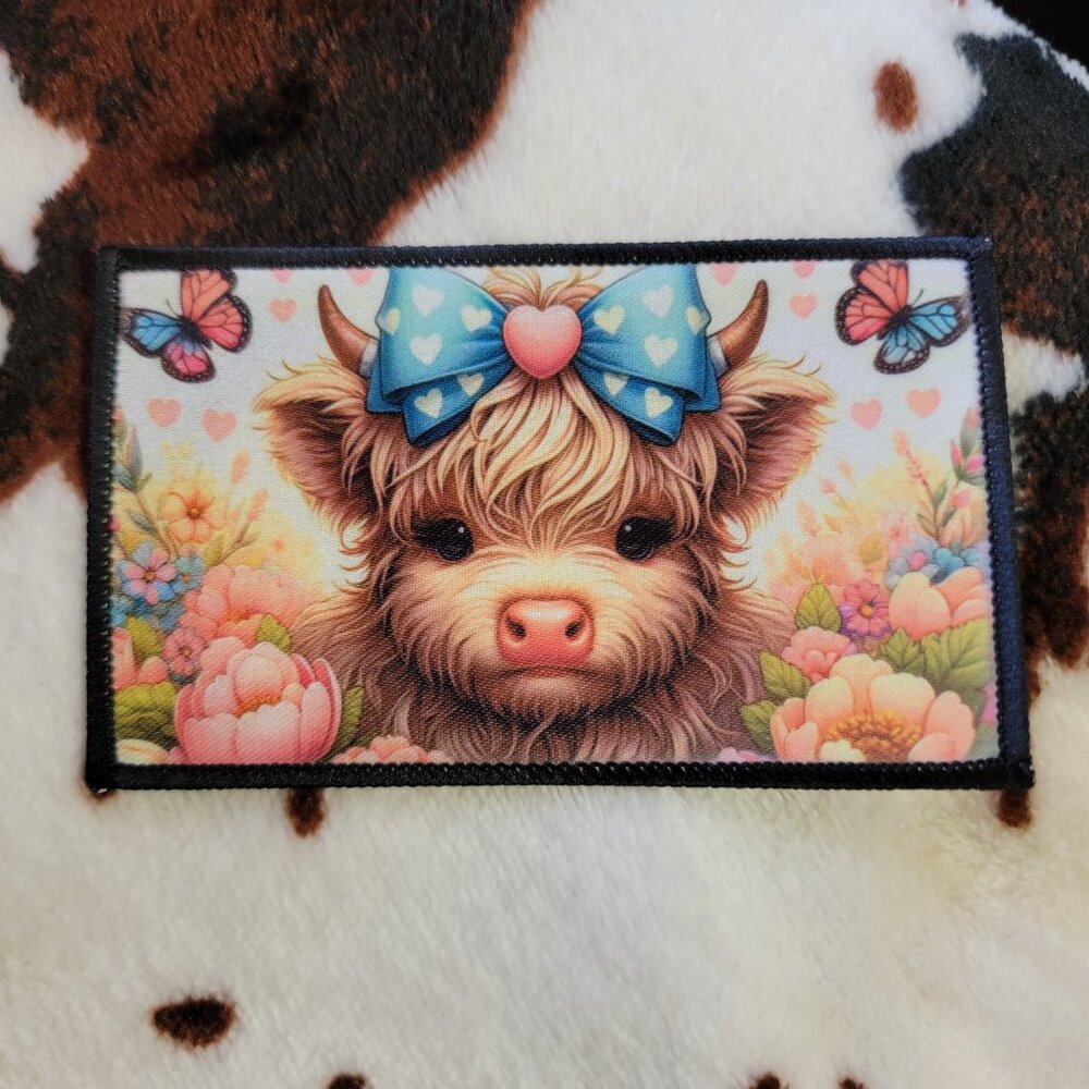 Highland Cow Print Western Hat Patch 5 Pack
